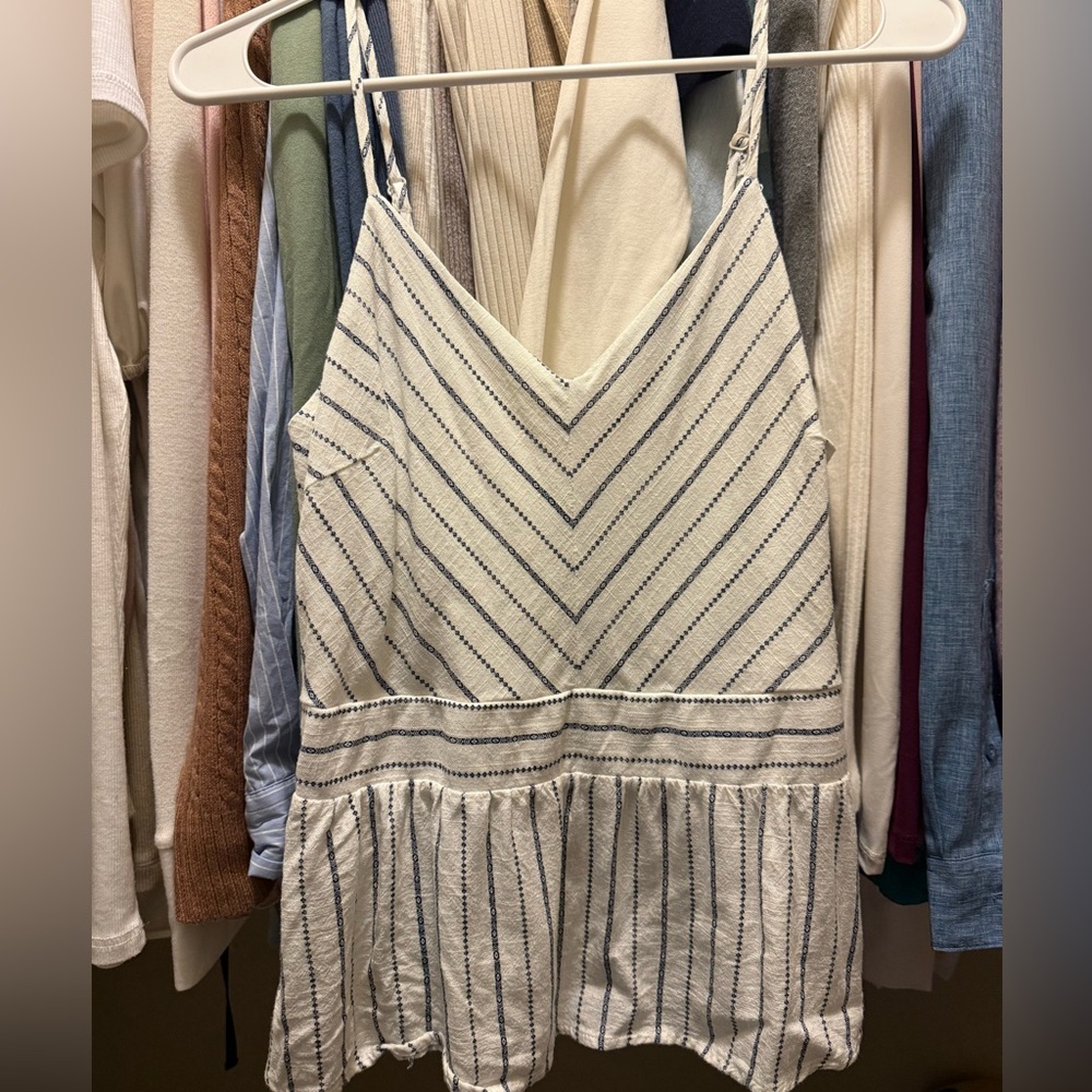 White and Blue Striped Top